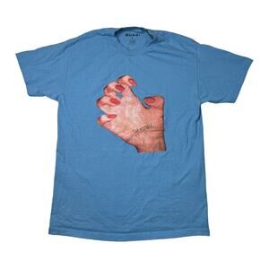 Quasi Mr Hand T-Shirt Short Sleeve Crew Neck Graphic Tee Blue Adult Large